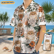 Custom Cat Face Photo Hawaiian Shirt