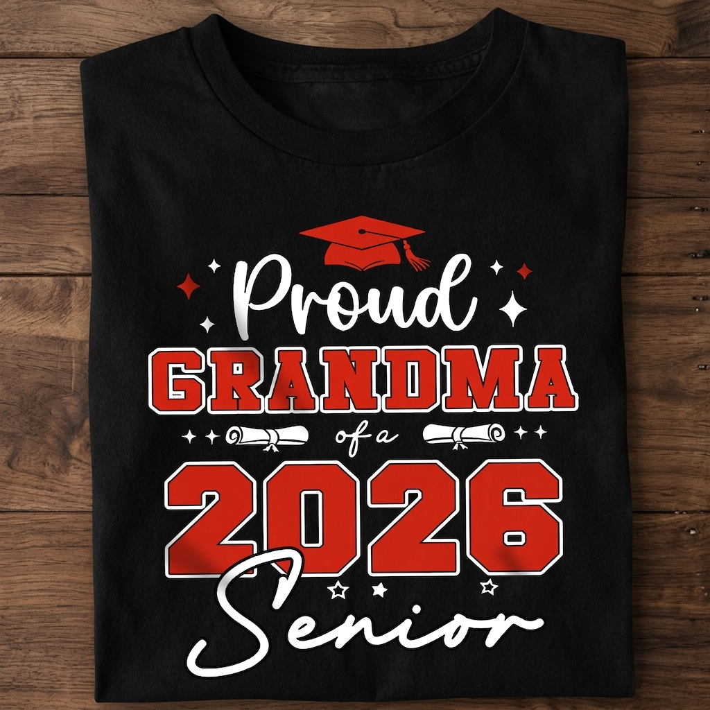 Personalised Proud Grandma of a Class of 2026 Senior Dark Shirt