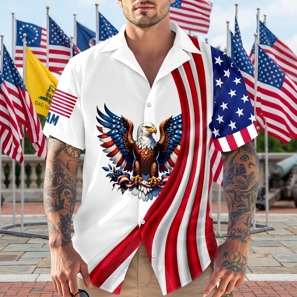 Custom Name American Pride Patriotic 250th Anniversary Eagle Hawaiian Shirt
