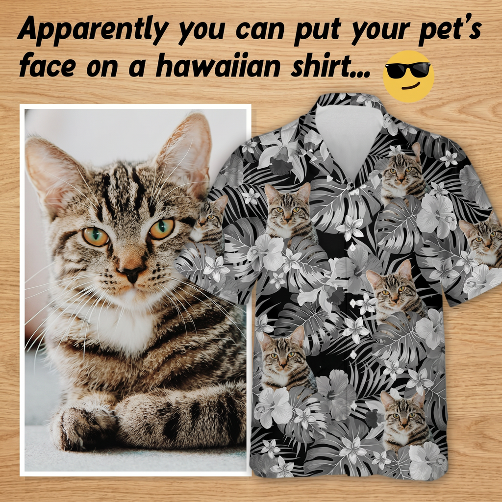 Custom Cat Photo Tropical Style Hawaiian Shirt