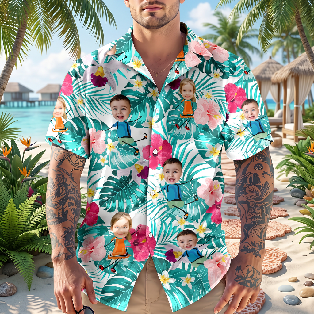 Custom Photo Funny Kids Personalized Hawaiian Shirt Gift For Family Members