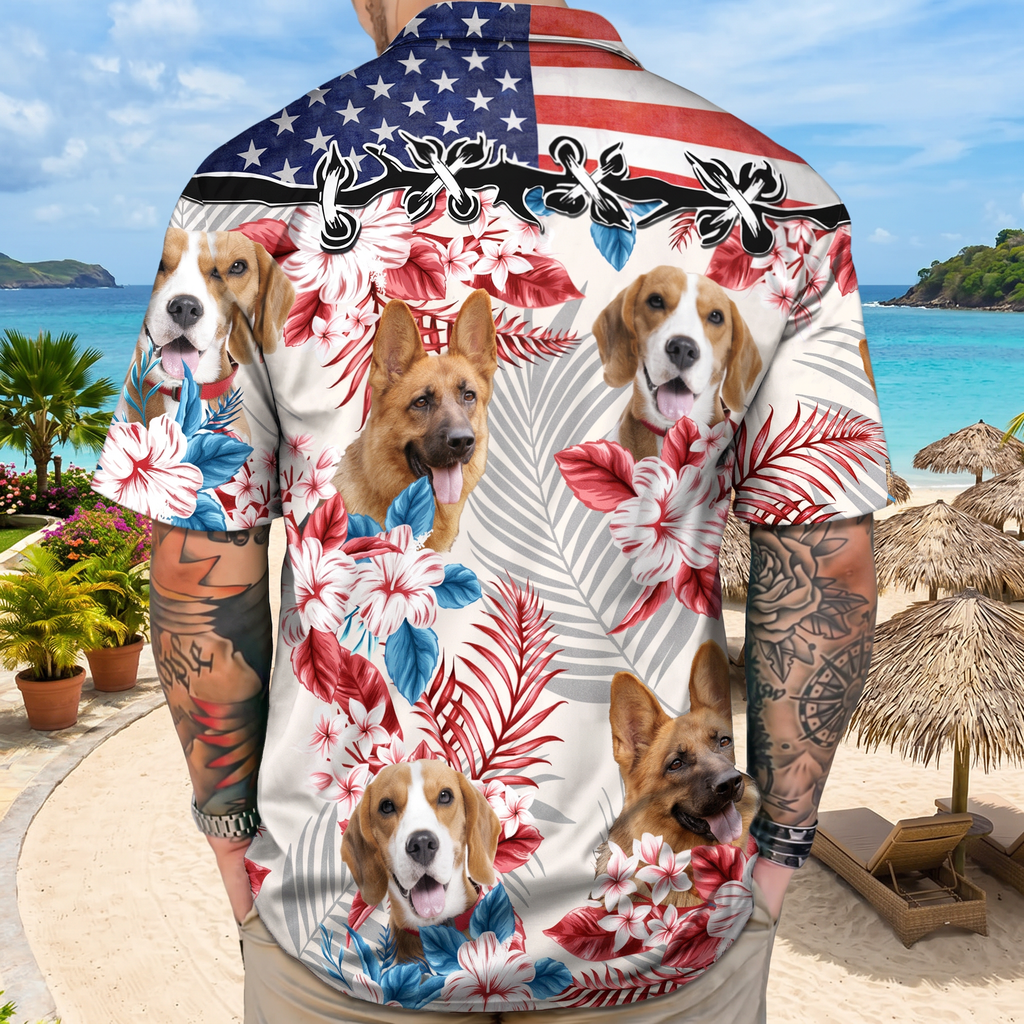 Custom America Dog Hawaiian Shirt — Patriotic Gift 5C8TG
