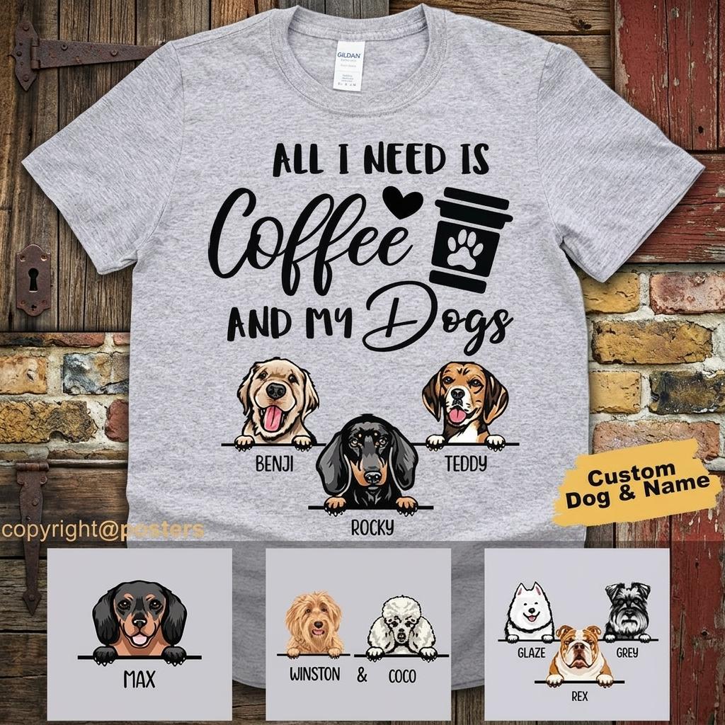 Custom Dog Coffee T-Shirt — Gift for Dad 6WXQV