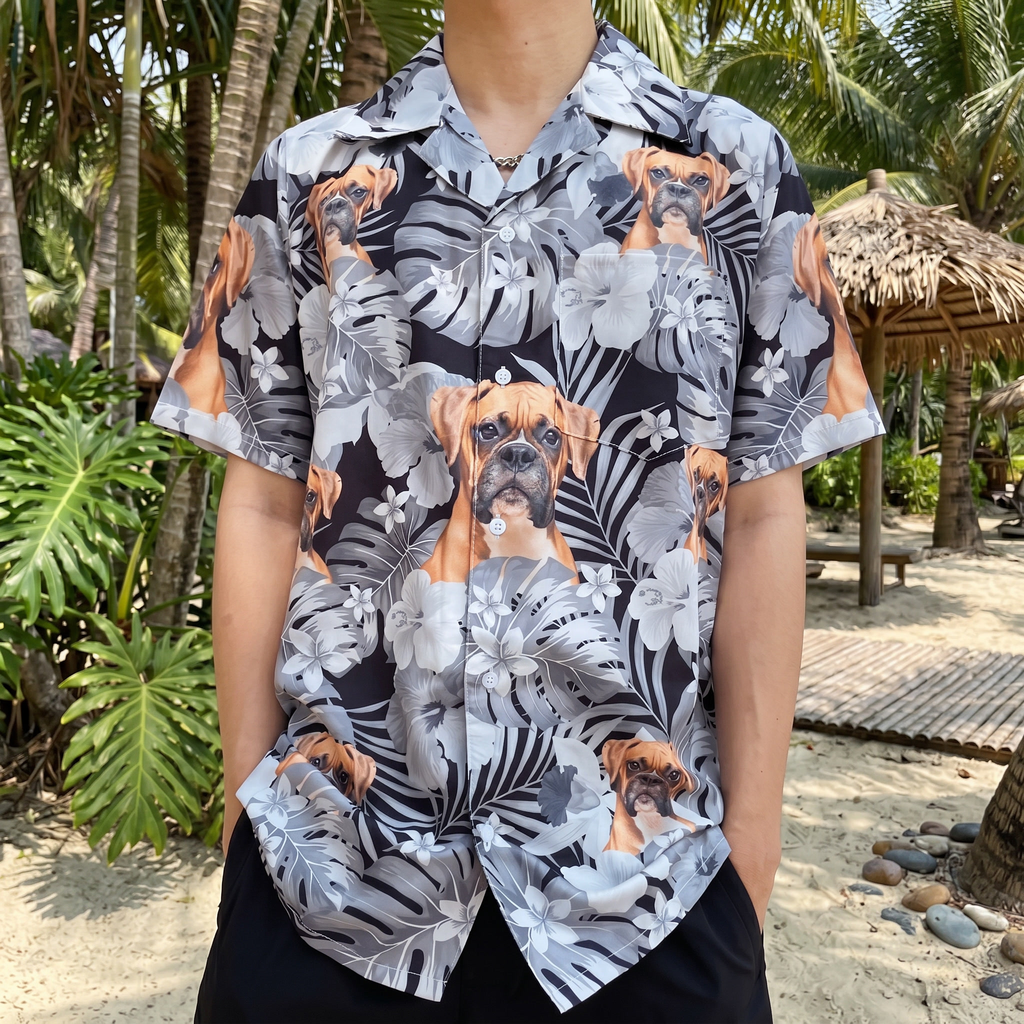 Custom Dog Photo Funny Face Hawaiian Shirt