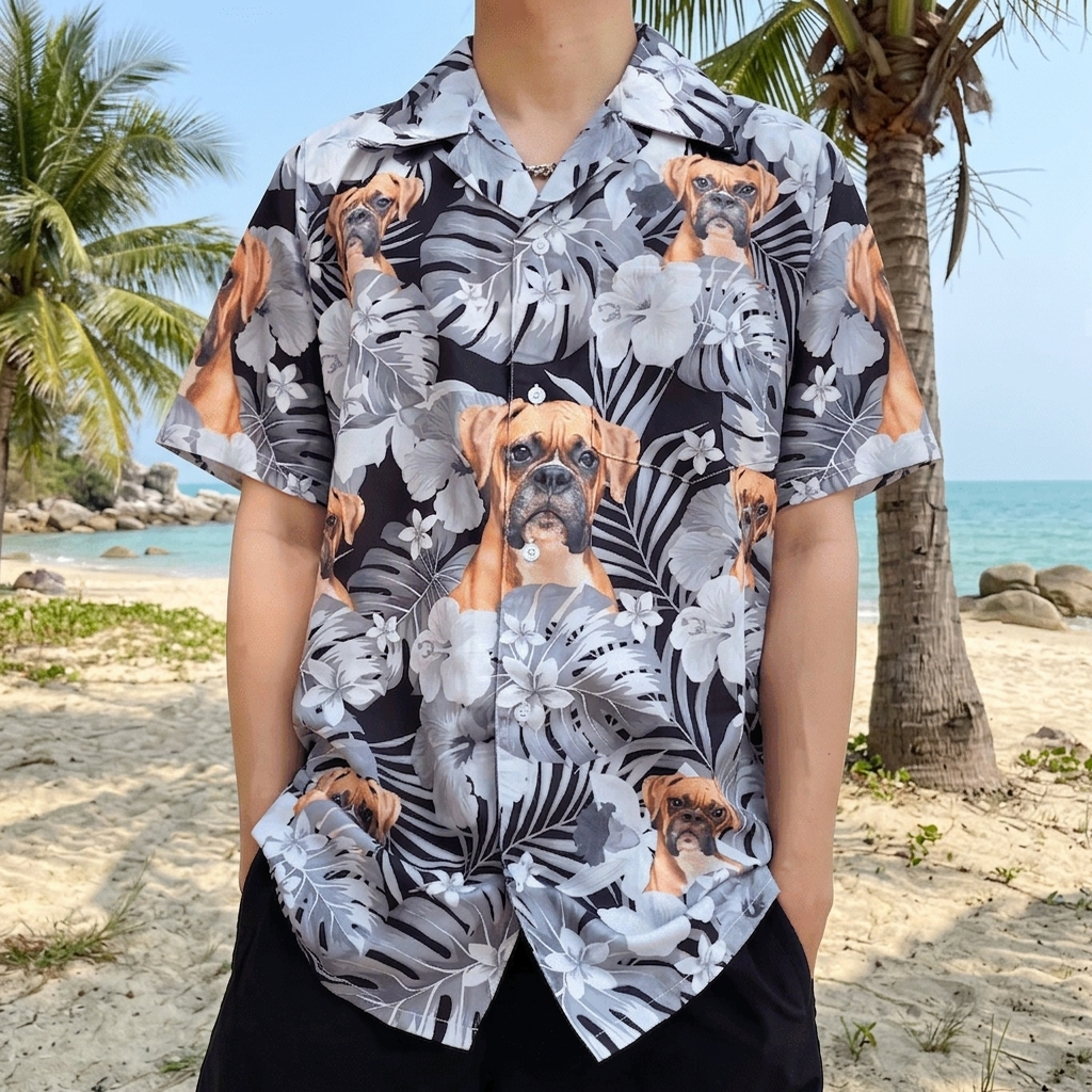 Custom Dog Funny Face Hawaii Hawaiian Shirt — Gift for Dog Lovers 537JM