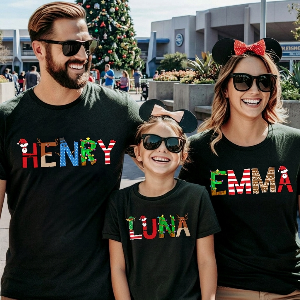 Custom Name Christmas Design Family T-Shirt — Family Gift 5QUW2