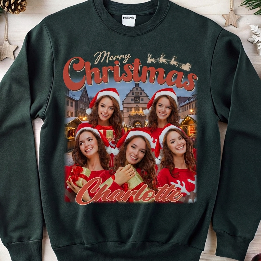 Custom Human Face Merry Christmas Sweatshirt — Christmas Gift S6P7E