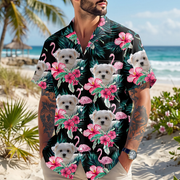 Custom Funny Photo Dog Flamingo Hawaiian Shirt