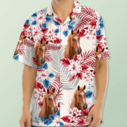 Horse American Flag Hawaiian Shirt, Upload Photo