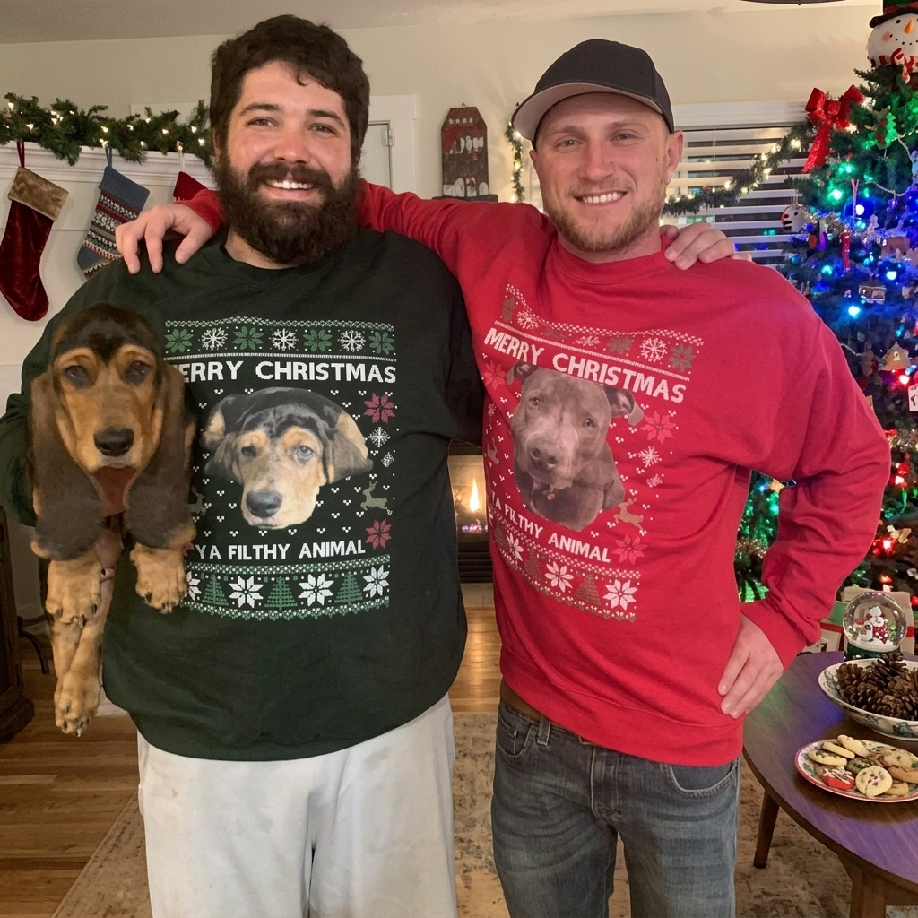 Custom Photo Ya Filthy Animal Dog Cat Sweatshirt, Dog Lover Sweater Christmas TA29 889811
