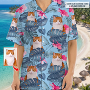 Personalized Photo Upload Cat Men's Hawaiian Shirt,
