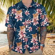Custom Cat Lily Flowers Design Hawaiian Shirt — Gift for Dad GTBC9