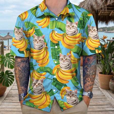 Custom Cat Dog Mens Hawaiian Shirt — Gift for Pet Lovers 9ERW9