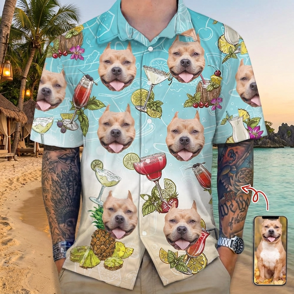 Custom Dog Cocktail Glasses Hawaii Hawaiian Shirt — Gift for Dog Lovers 59QTQ