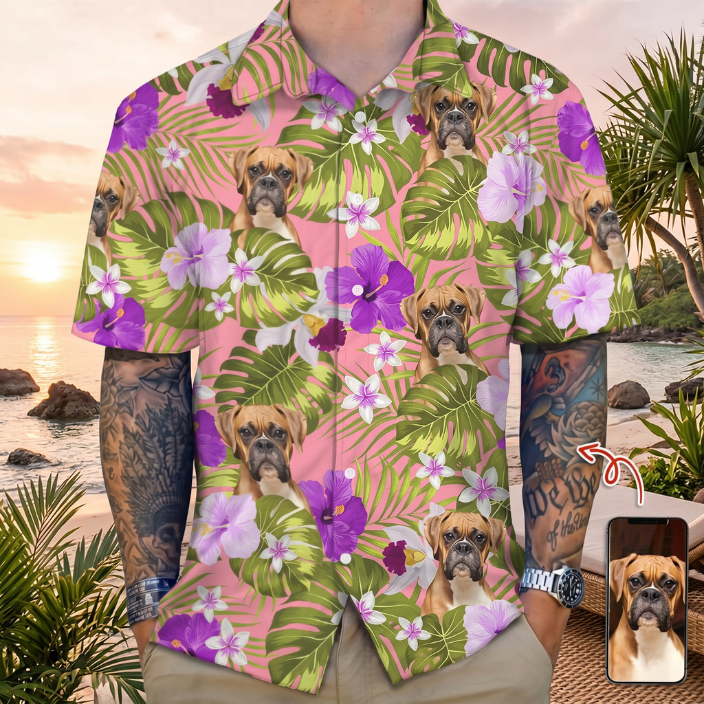 Custom Dog Photo Tropical Style Hawaiian Shirt