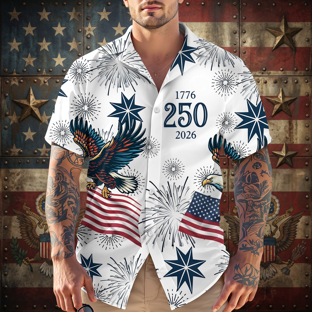Personalized USA 250 Anniversary Eagle 1776-2026 Hawaii Shirt