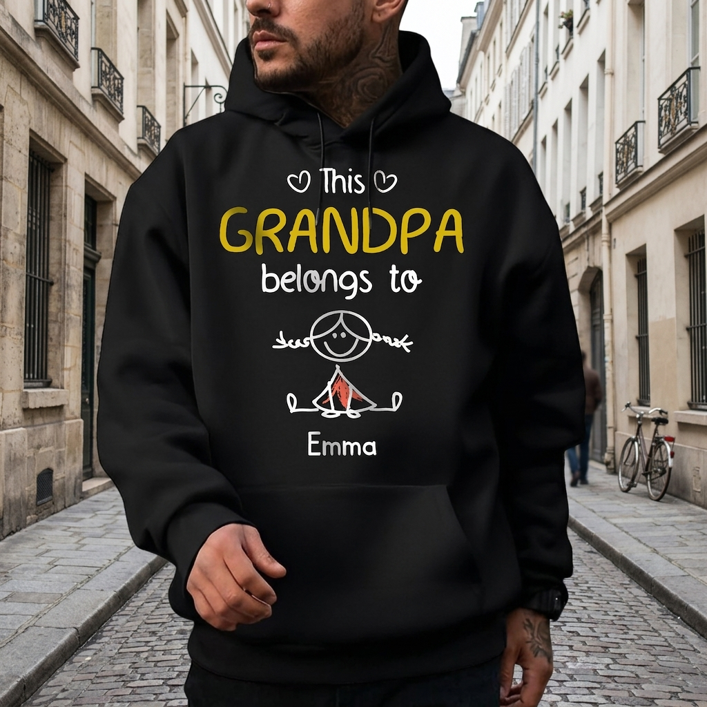 This Grandpa Belongs To Us Personalized Dark Shirt