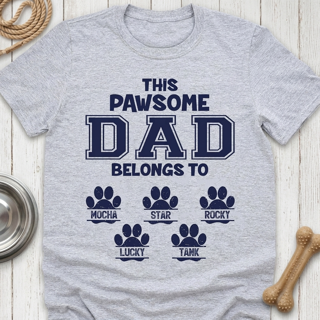 This Pawsome Dad Belongs To Personalized Custom Dog Dad Cat Pet Bright Shirt C