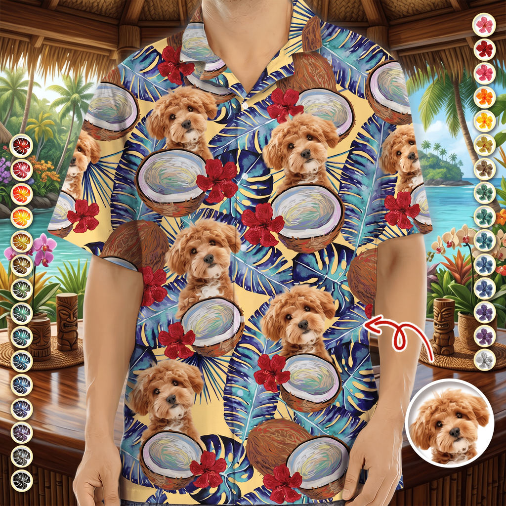 Custom Tropical Coconut Dog Cat Hawaiian Shirt — Gift for Dad PUZ5T