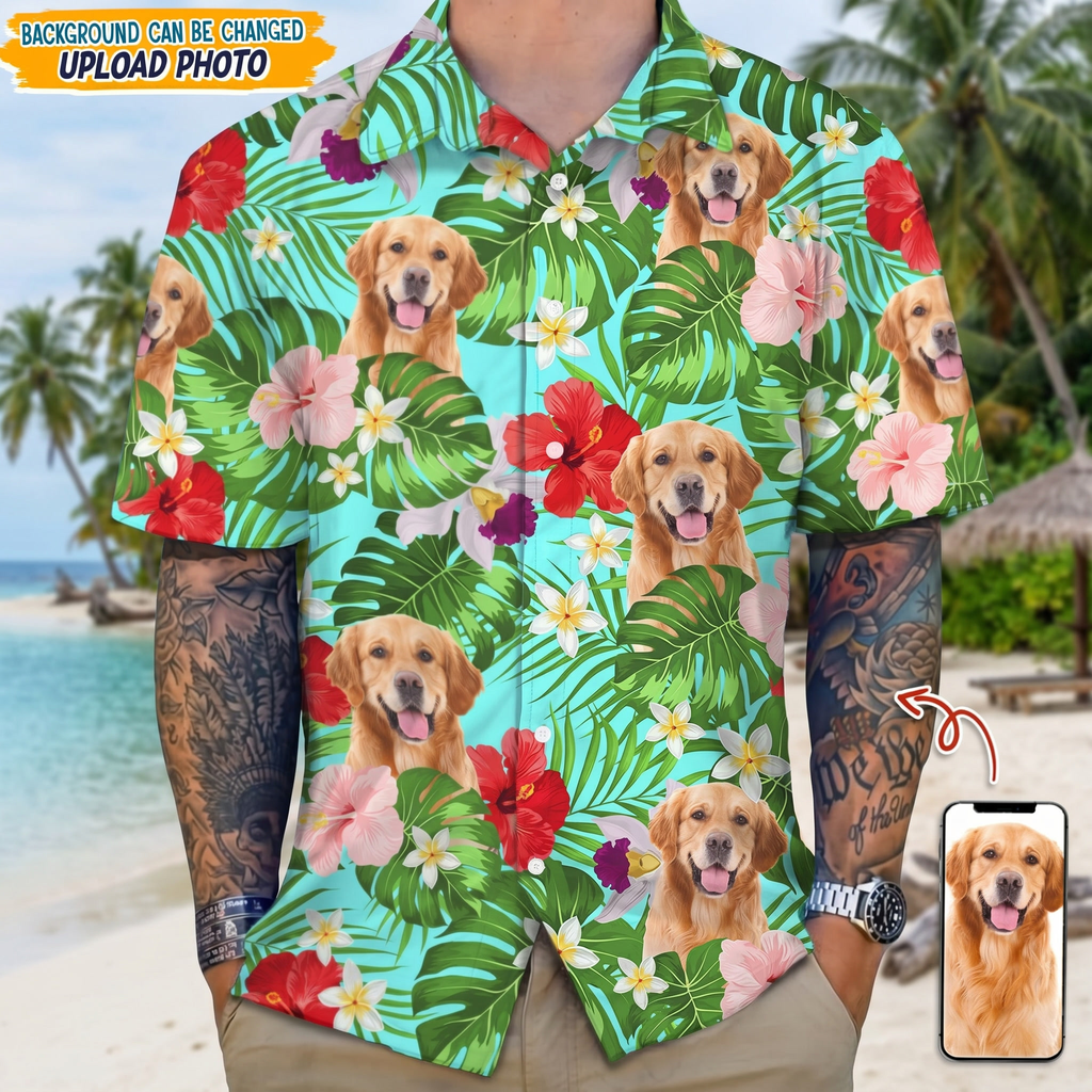 Custom Dog Photo Tropical Style Hawaiian Shirt