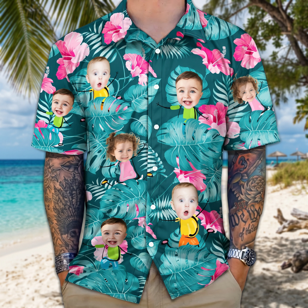 Custom Photo Funny Kids Personalized Hawaiian Shirt Family Gift