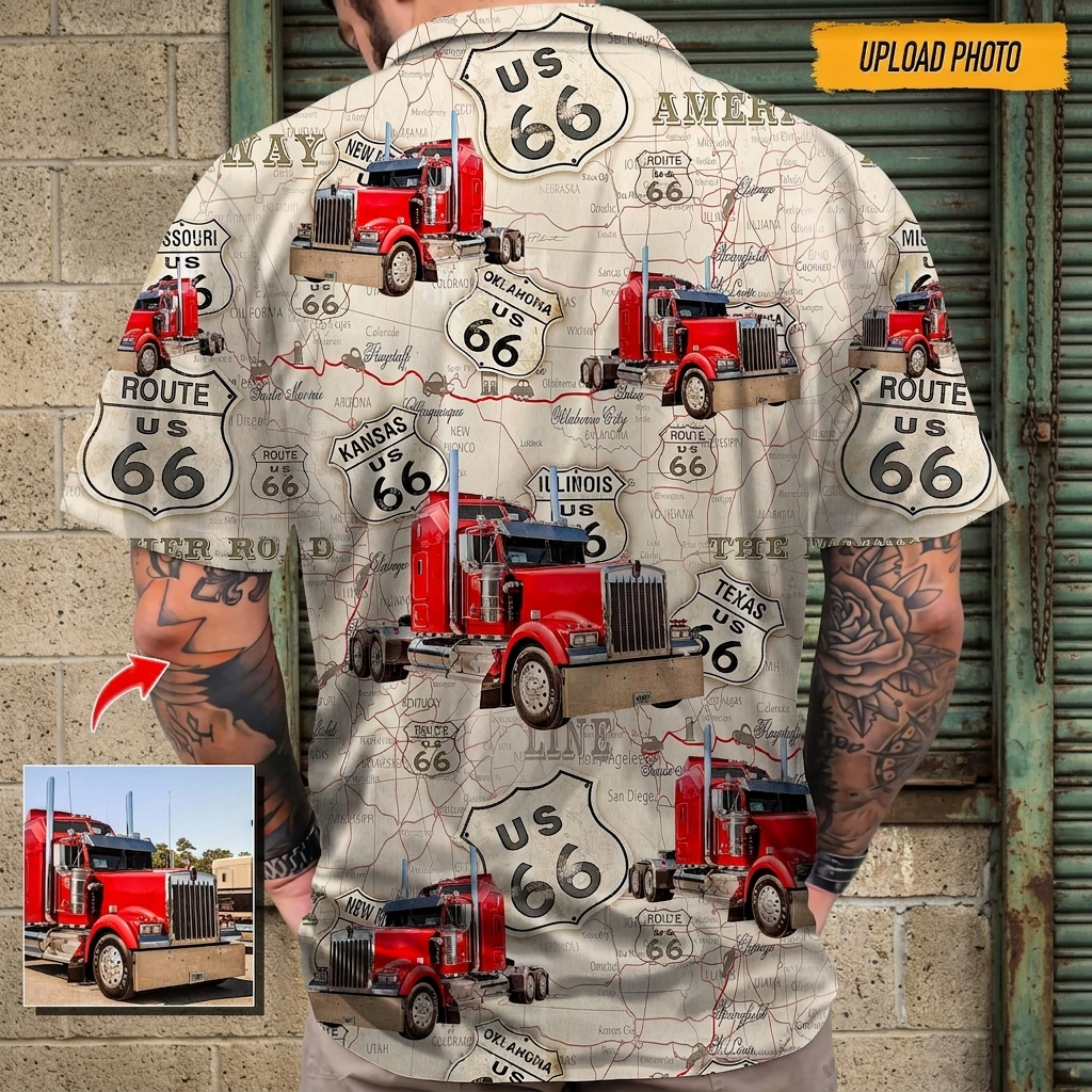 Upload Truck Photo Hawaiian Shirt,