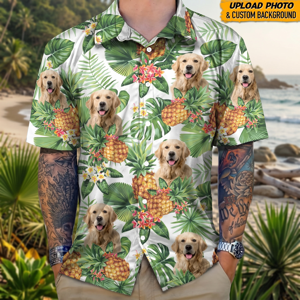 Custom Dog Photo Hawaiian Shirt