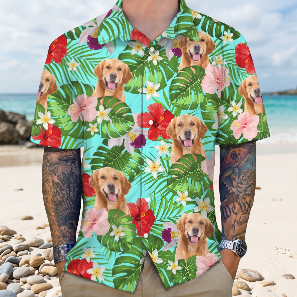 Custom Photo Tropical Dog Hawaiian Shirt