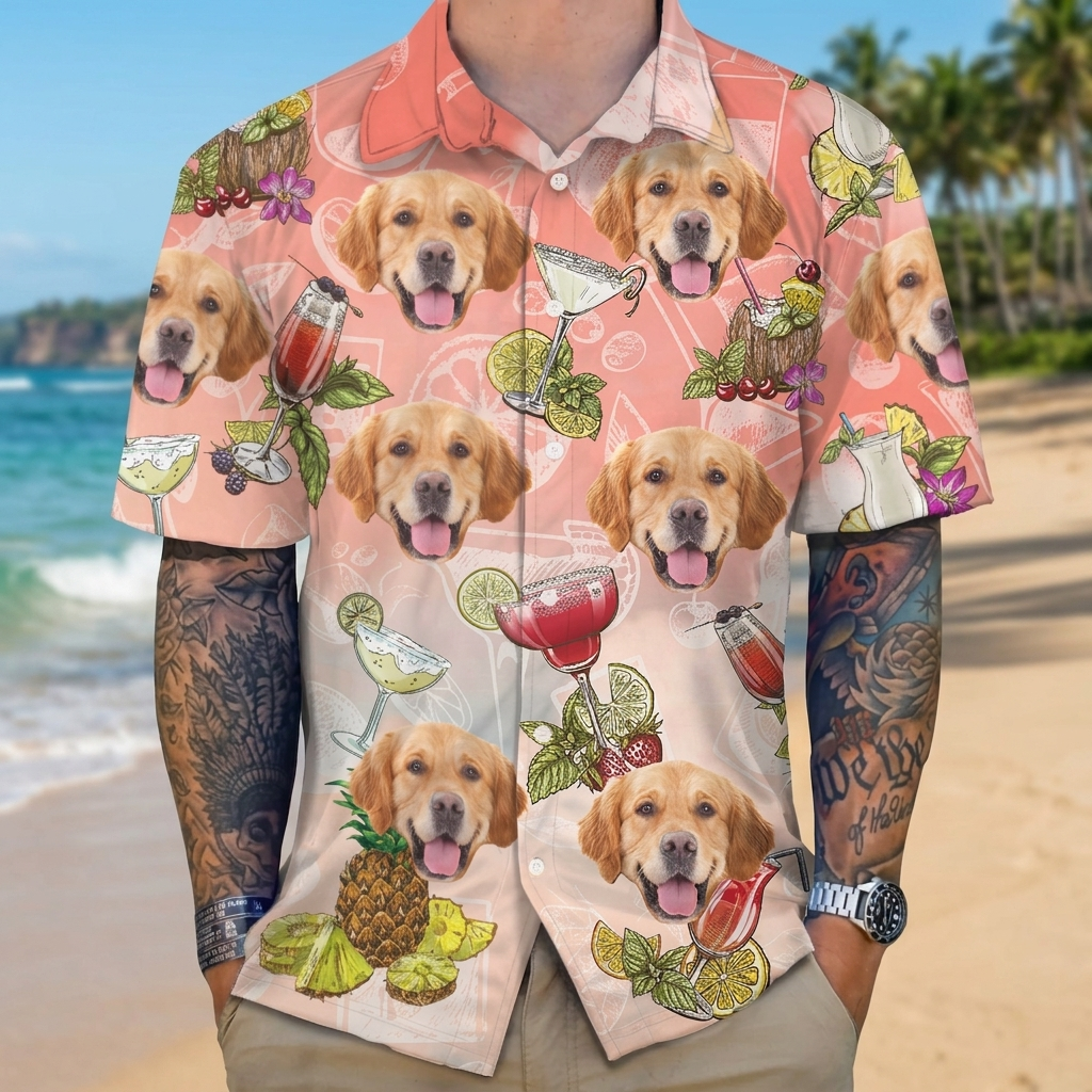 Custom Dog Cocktail Glasses Hawaii Hawaiian Shirt — Gift for Dog Lovers 59QTQ