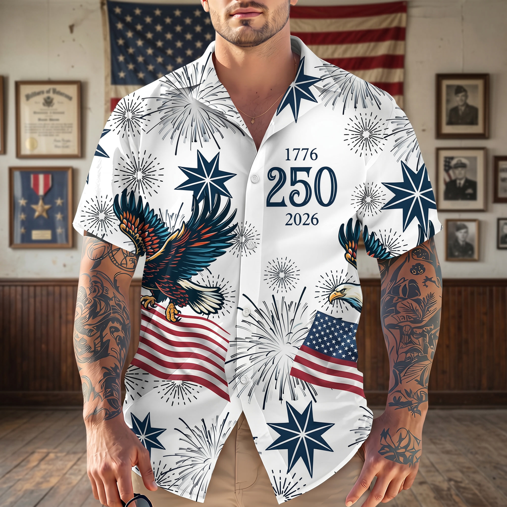 Personalized USA 250 Anniversary Eagle 1776-2026 Hawaiian Shirt