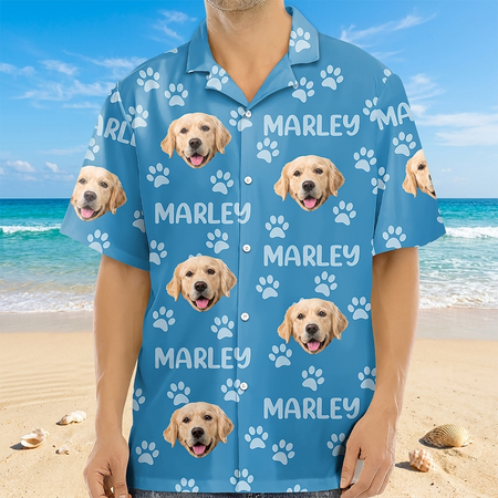 Custom Funny Pet Face Pattern Hawaiian Shirt — Gift for Dad 7ZFX3