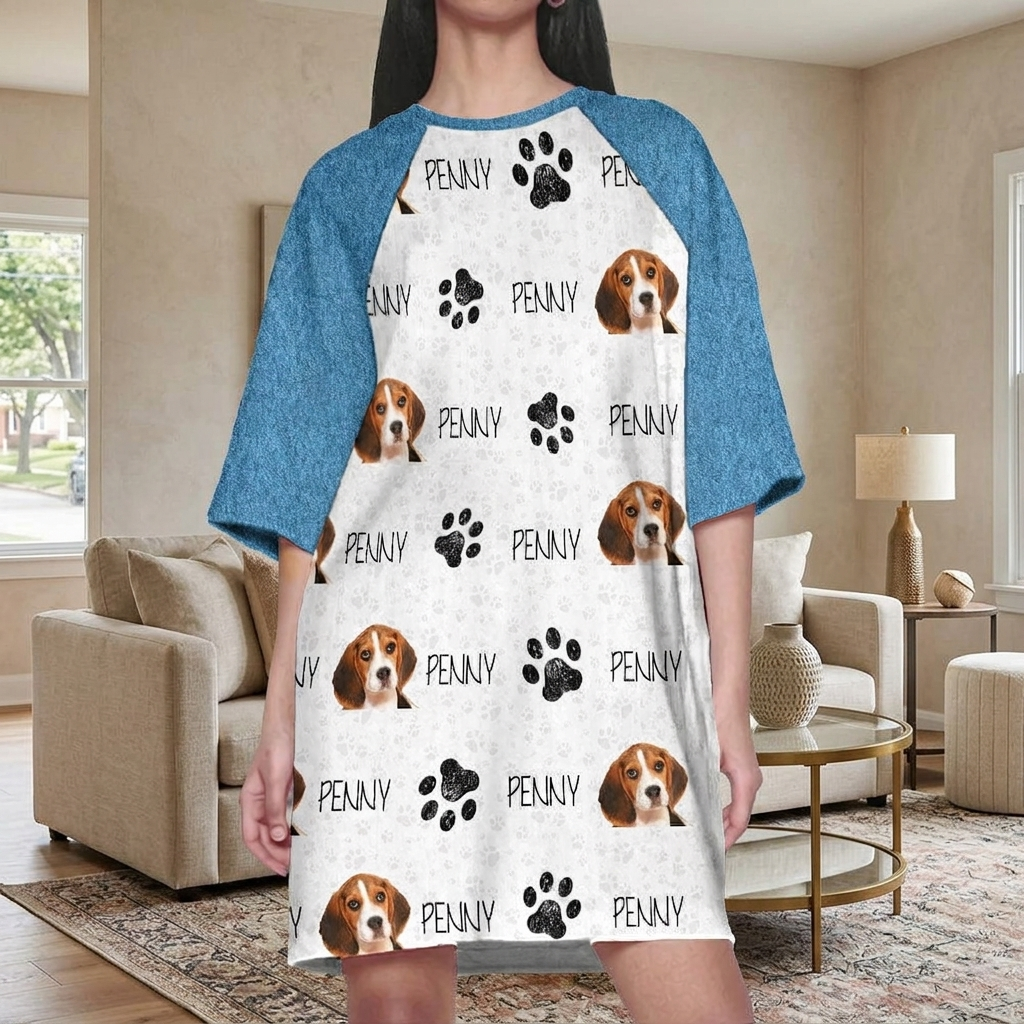 Custom Photo, Clipart For Dog Lover Dog Raglan Nightgown T368 HN590