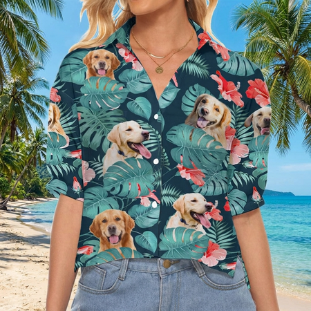 Custom Dog Cat Womens Neck Croptop Shirts— Gift for Pet Lovers WKDB8