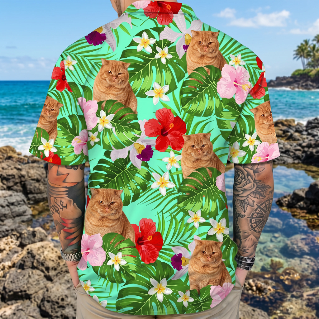 Custom Cat Photo Tropical Style Hawaiian Shirt
