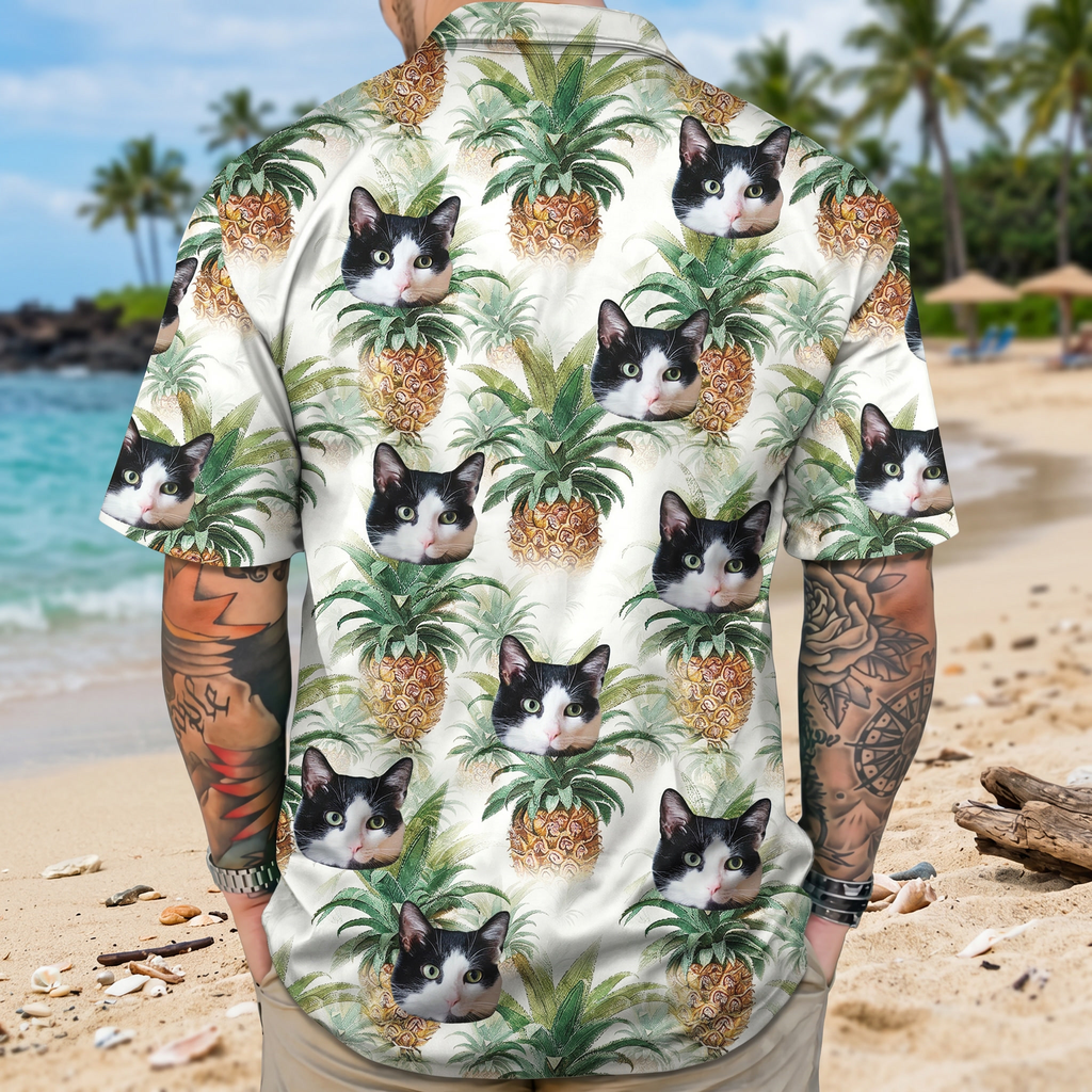 Custom Cat Photo Vacation Style Hawaiian Shirt