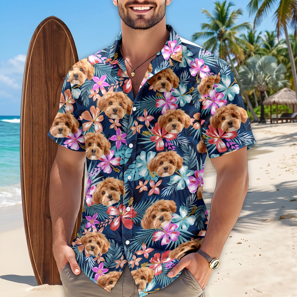 Custom Funny Dog Family Tropical Hawaiian Shirt — Gift for Dad RXWZV