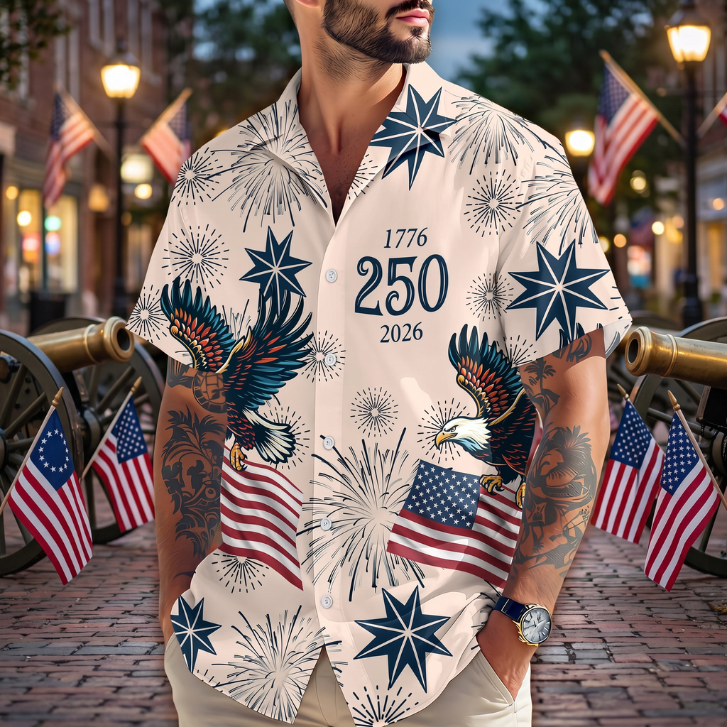 Personalized USA 250 Anniversary Eagle 1776-2026 Hawaii Shirt