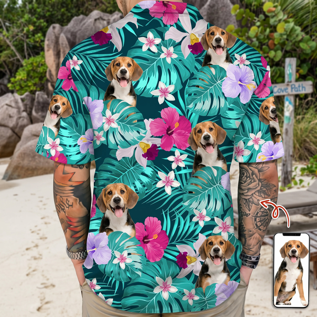 Custom Dog Photo Tropical Style Hawaiian Shirt