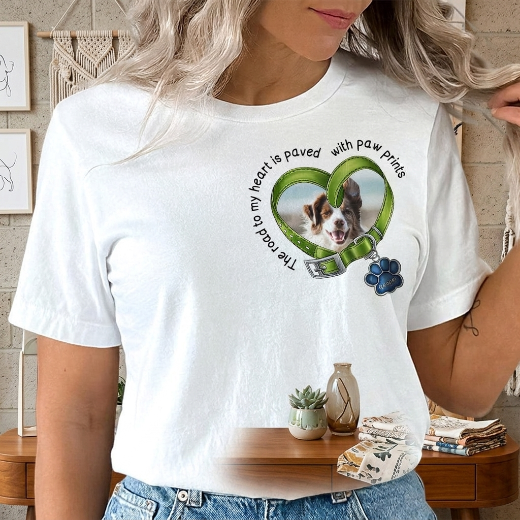 Custom Photo You Left Paw Prints Forever In My Heart Dog Shirt