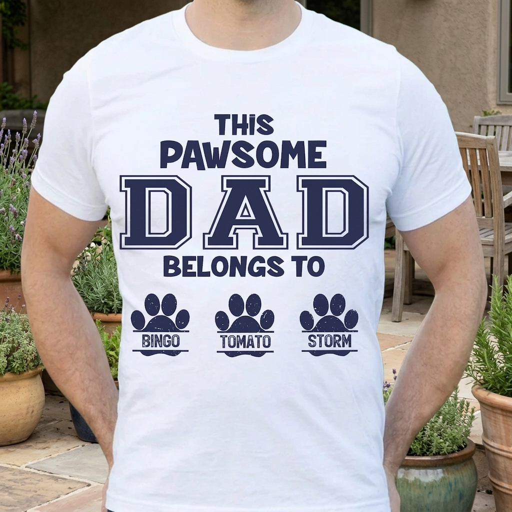 This Pawsome Dad Belongs To Personalized Custom Dog Dad Cat Pet Bright Shirt C