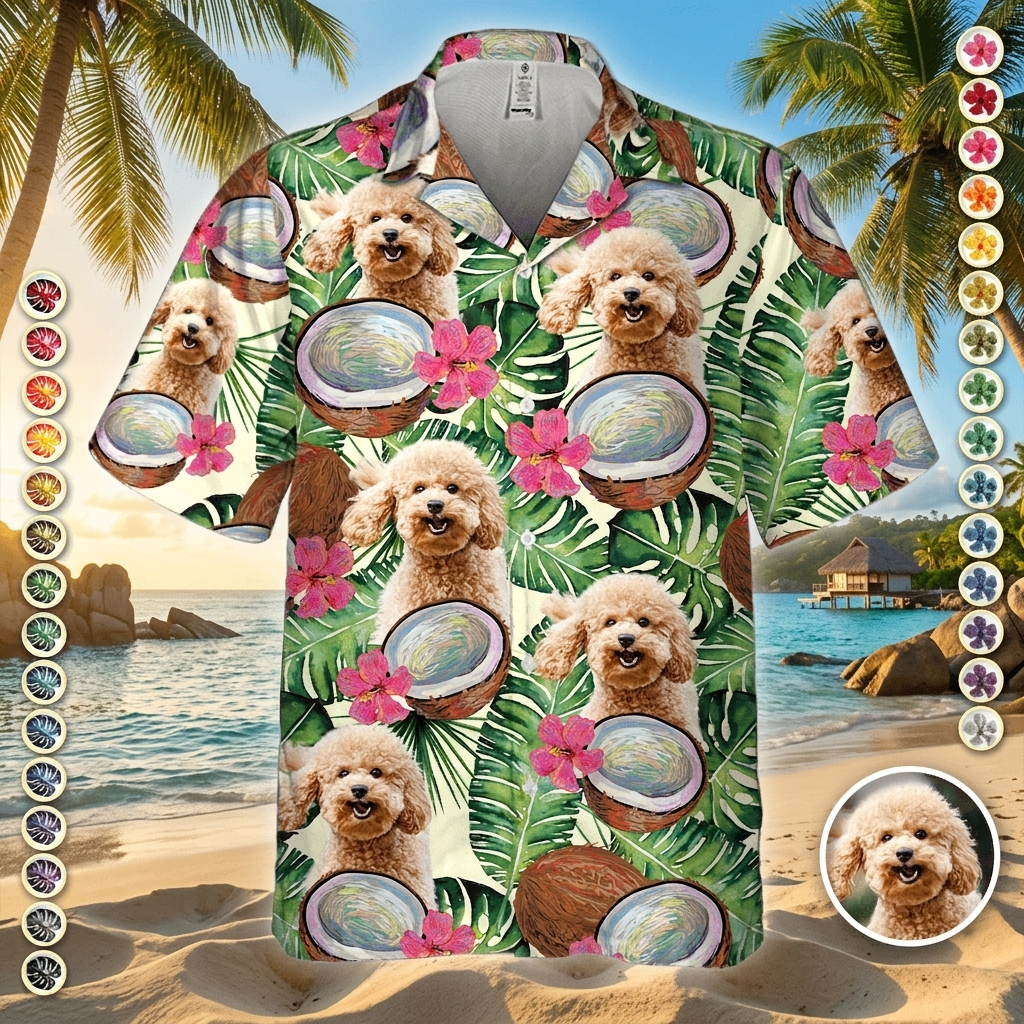 Custom Tropical Coconut Dog Cat Hawaiian Shirt — Gift for Dad PUZ5T