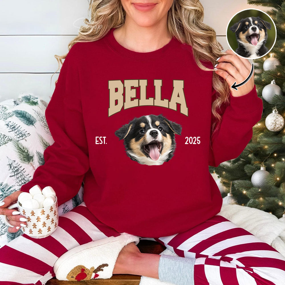 Custom Dog Photo And Sweatshirt - detail view of personalized print