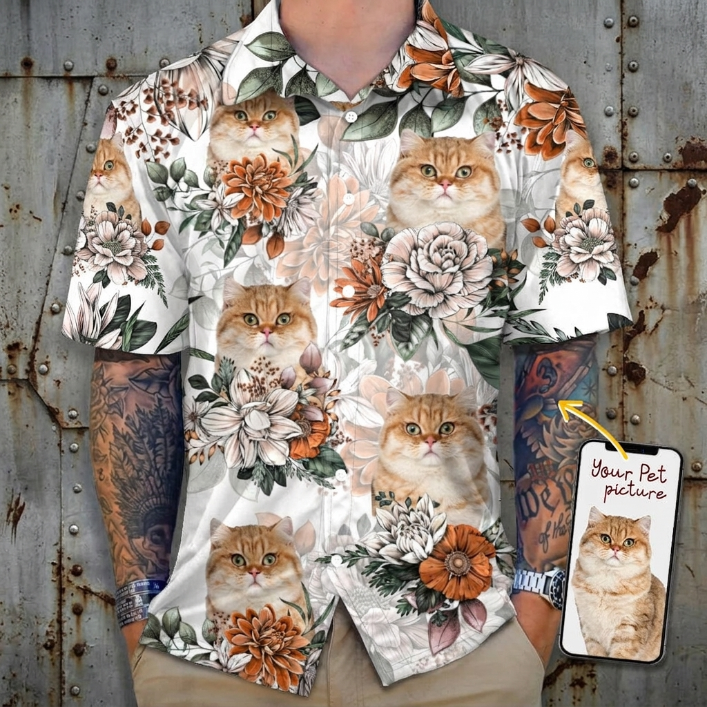 Custom Cat Face Hawaii Hawaiian Shirt — Gift for Cat Lovers RE4ZH