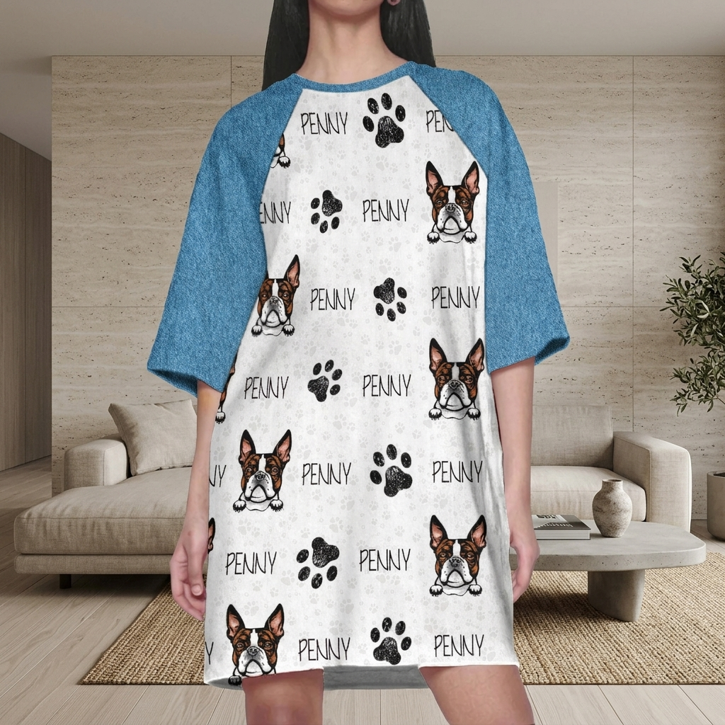 Custom Photo, Clipart For Dog Lover Dog Raglan Nightgown T368 HN590