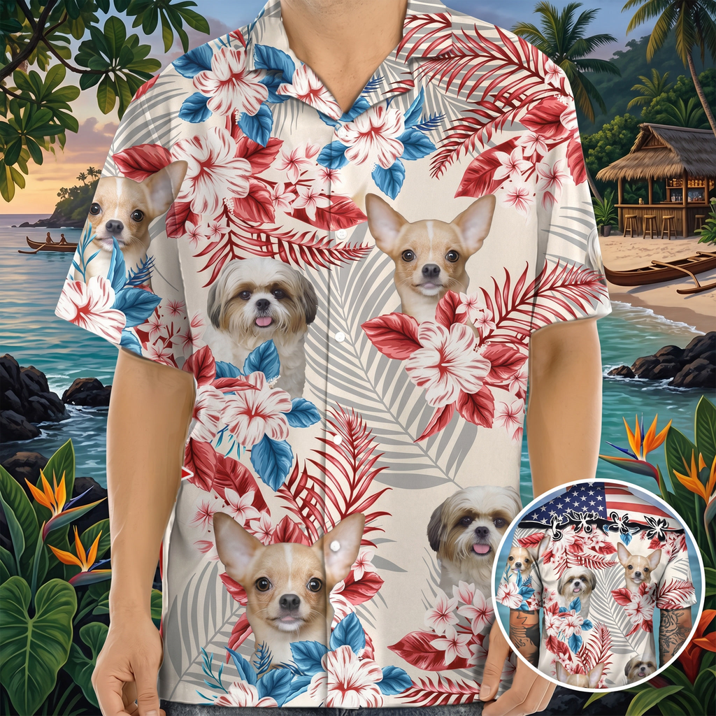 Custom America Dog Hawaiian Shirt — Patriotic Gift 5C8TG