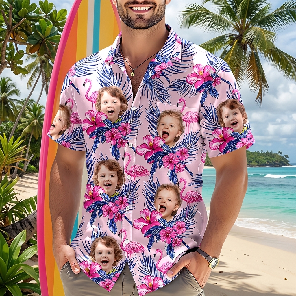 Custom Funny Kid Flamingo Hawai T-Shirt — Family Gift N6HPR
