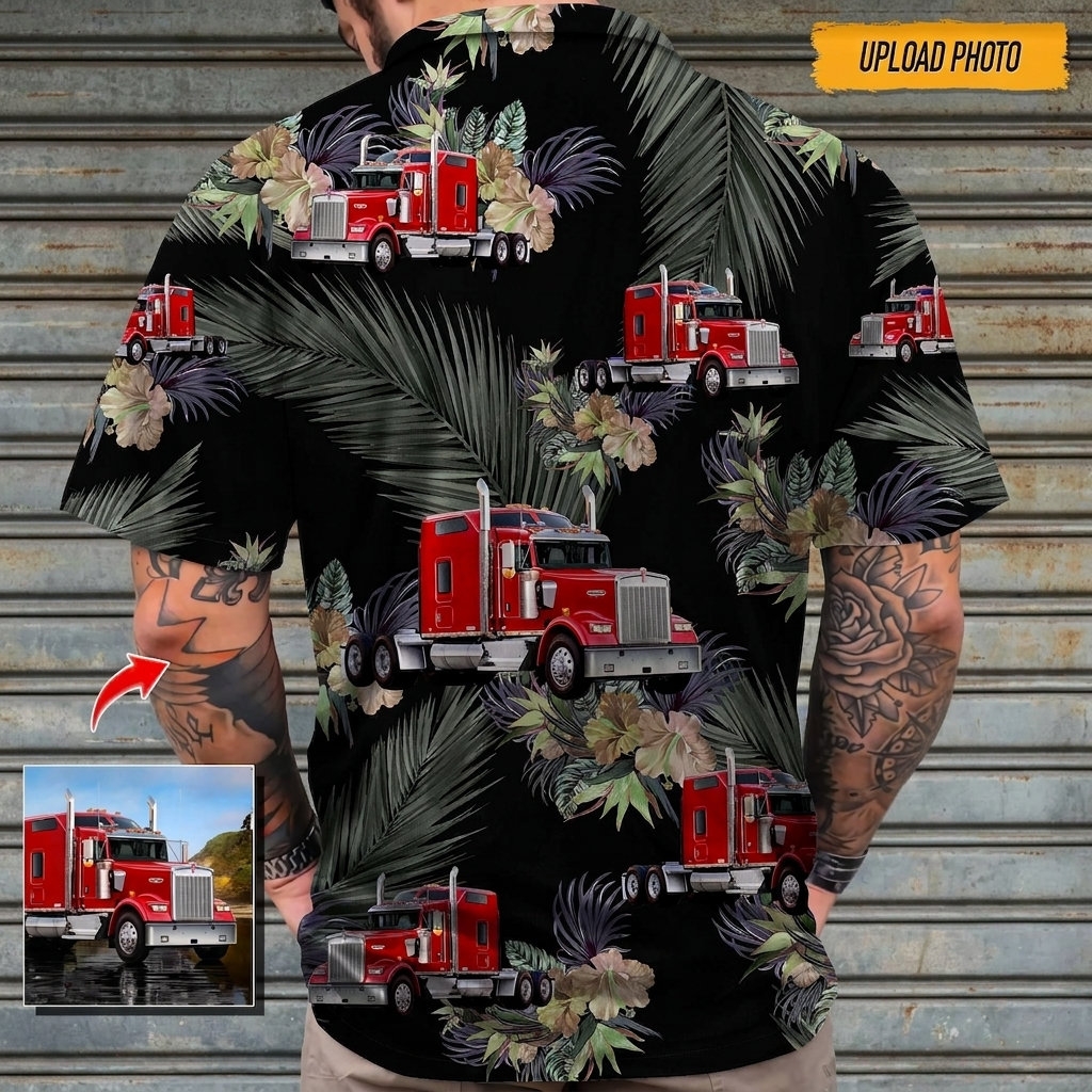 Upload Truck Photo Hawaiian Shirt,
