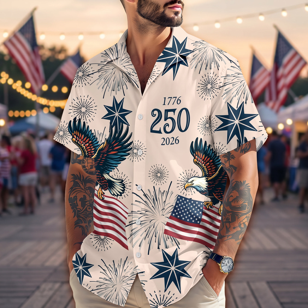Personalized USA 250 Anniversary Eagle 1776-2026 Hawaiian Shirt