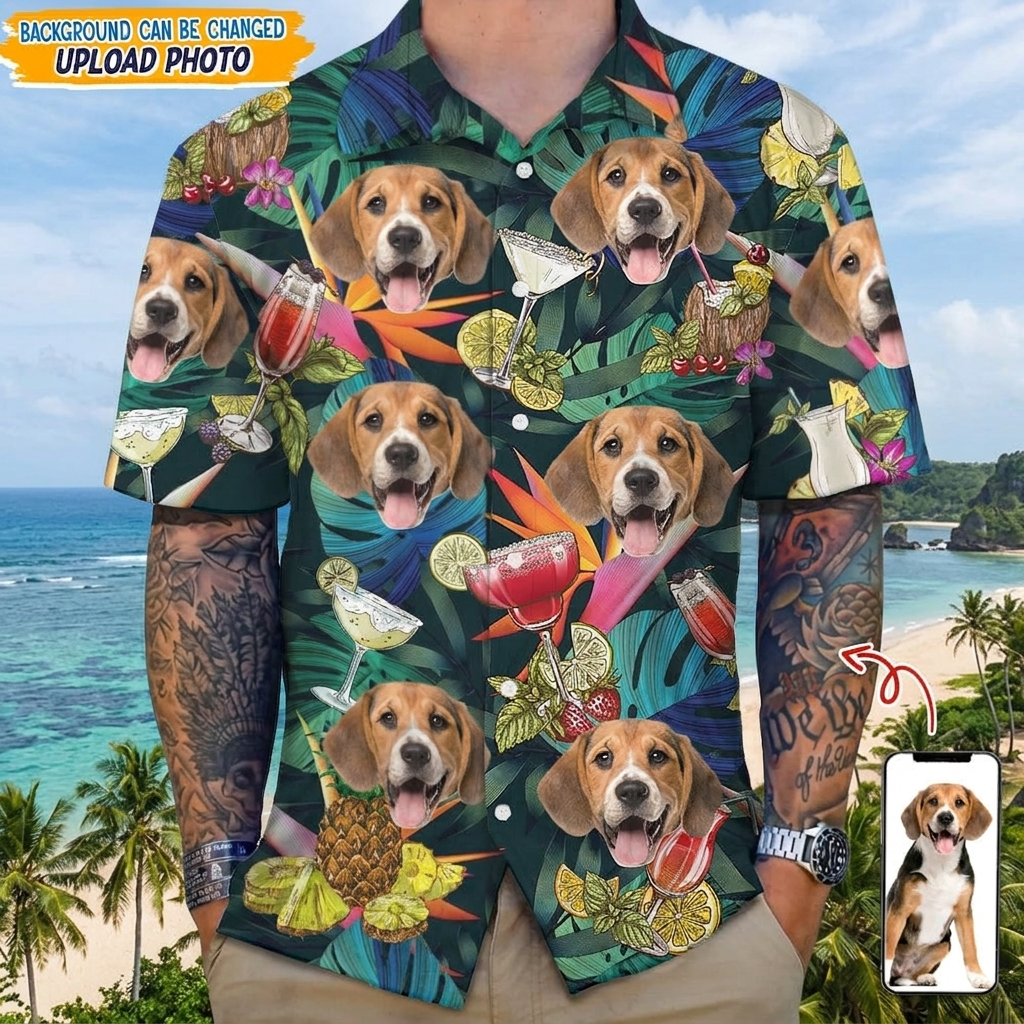 Custom Dog Cocktail Glasses Hawaii Hawaiian Shirt — Gift for Dog Lovers 59QTQ