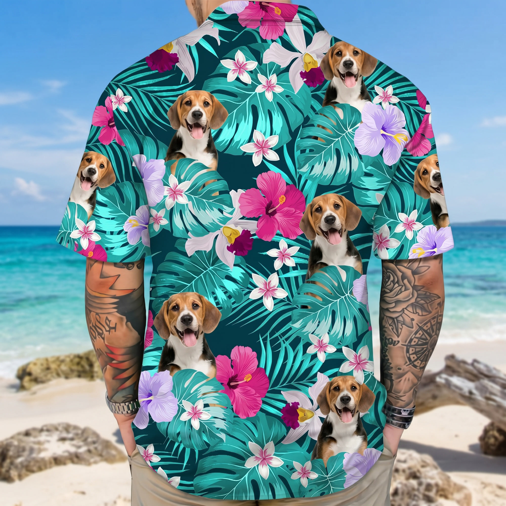 Custom Photo Tropical Dog Hawaiian Shirt